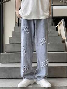 Boys' Campus Fashion Denim Long Pants, Casual Versatile Street Style Straight Leg Jeans - Light Wash - View 4