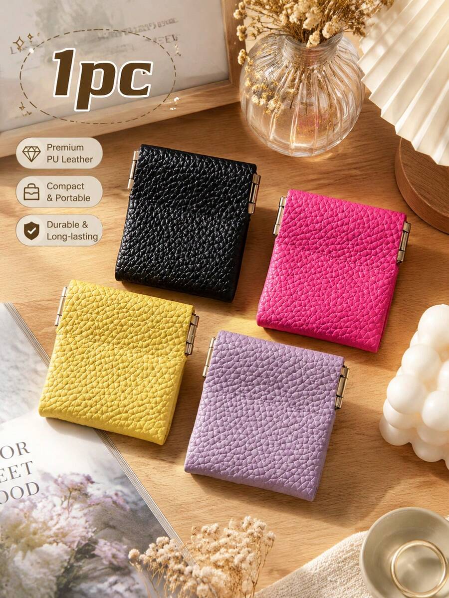 Mini IC Closure Faux Leather Jewelry Pouch - Soft Rectangular Suitable For Earrings, Rings, Portable For Daily Use, Travel & For Storing Small With IC Snap Closure, Jewelry Boxes - Multicolor - View 1