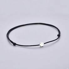 1 buah Gelang Kaki Perak Sterling S925 Motif Bunga Kecil Tipis, Tali Kepang Merah & Hitam yang Dapat Diatur, Aksesori Gelang Kaki Perak Pasangan Gaya Minimalis Tipis dan Segar - Perak - View 4