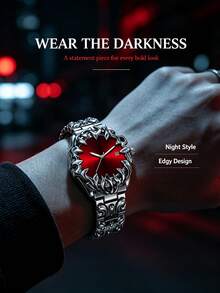 VA VA VOOM Unique Shaped Stainless Steel Strap Watch,Gradient Surface,Cool Men's Quartz Watch,Suitable For Daily Party Occasions Wear - one-size - View 3