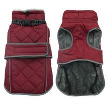 Metglad 狗狗冬季外套,絎縫抓絨內裡寵物夾克,可調節高領狗夾克附牽繩D型環,腹部覆蓋雪地裝,適合小型、中型與大型犬 - 酒紅色 - 查看 13