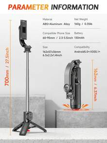 TOKQI Mini Selfie Stick With Auto Open Tripod,Wireless Bluetooth Wireless Remote Control, Detachable 360° Rotation Phone Holder,Extended Ground Stand Suitable For Smartphones Vlogging,Vacation,Travel,Holiday,Family Party,Recording,Shooting - TT22 - View 12