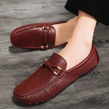 Men's Daily Outdoor Shoes All-Match Style Outdoor Driving Loafers, Versatile Soft Sole Comfortable Loafers - Burgundy - View 18