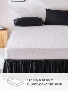 HONEYMOON 1pc Basic Lightweight Ruffle Bed Skirt, Classic Style, Soft & Fashionable, 100% Microfiber Material, 16 Inch Drop, Suitable For Home Bedding, School Dorms, Back To School Essential, Black - Black - View 2