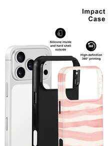 Soft Pink And Yellow Pastel Striped Case For IPhone18 Pro Max,17,17Pro Max,16Pro,15Pro Max,13pro,15,14,14Pro,13,12,11 - Pink and White Striped - View 2