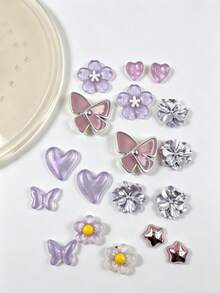 18pcs INS Style Purple Butterfly Shoe Charms, DIY Detachable Accessories, Multi-Functional Shoe Accessories, Suitable For Sandals, Slippers And Beach Bags - Multicolor - View 2