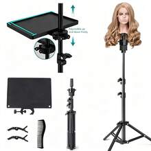 Adjustable Metal Wig Head Stand With Tool Tray, For Braiding And Wig Styling | Mannequin Head Stand With Tool Tray And Travel Bag,For Braiding And Wig Styling, Halloween - View 10