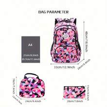 Classic Campus Backpack 3-Piece Mixed Set, Geometric Plaid Pattern, Large Capacity, Suitable For School And Travel - Sets - View 2