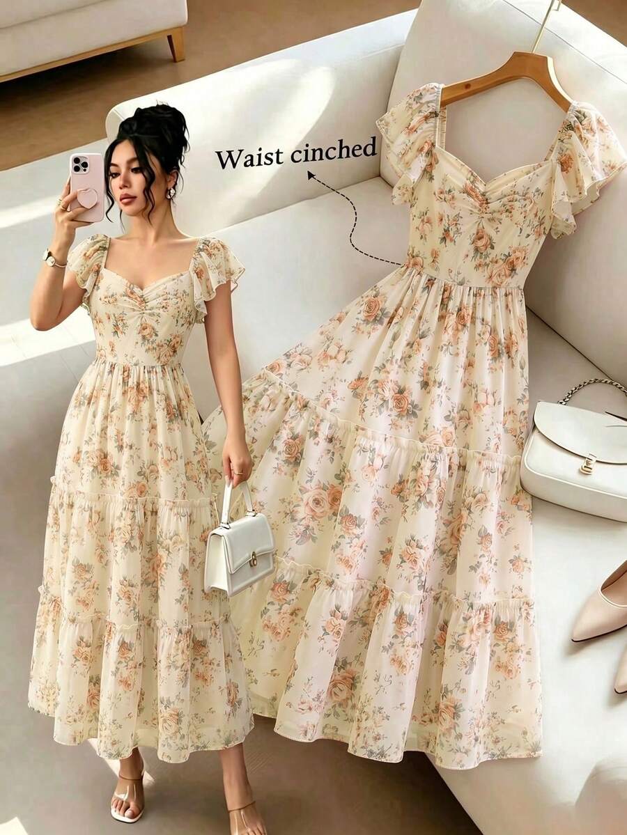 Women Short Dresses - Light Yellow - View 1