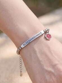 ZIRUISP 1pc Diabetes Blood Thinner ID Bracelet For Women Men, Adjustable Stainless Steel Beaded Chain With Star Of Life Identification Tag, Awareness Jewelry - Silver - View 2