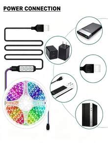 5m/4m/3m/2m/1m RGB LED Strip Lights USB LED 3-Key Control Colorful Lighting For Room Wall, TV Backlight Home Decor - 3-key RGB - View 4