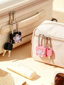 Floral Decorative Metal Padlock (Includes 2 Keys), Suitable For Travel, Business Trips, Daily Commute, School Or Office Use, Outdoor Camping - A - View 4