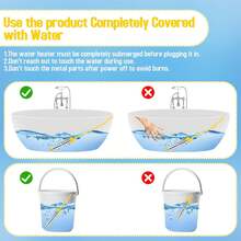 1500W High Power Immersion Heater, Heating Rod With Auto Shut-Off And Burn Protection, Portable Water Heater, Yellow - View 6