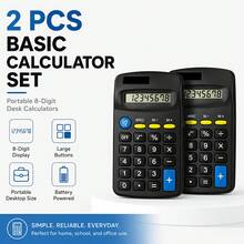 2PCS Basic Electronic Calculator Set, High-Definition Large Screen With Clear Display, Large Buttons For Comfortable Pressing, Suitable For Student Learning, Office Accounting, Home Daily Calculation, Portable Desktop Simple Arithmetic Tool, Each Calculator Requires 1 AA Battery, Batteries Not Included - A - View 4