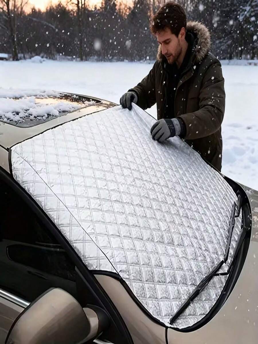 ABS Material Universal Car Snow & Frost Cover, Heat Resistant & Durable, Suitable For Private Cars And Ride-Hailing Vehicles Windshield Sunshade, Dual-Use For Winter & Summer, Suitable For Home And Commercial Use, Outdoor Protection - Multifunctional - View 1