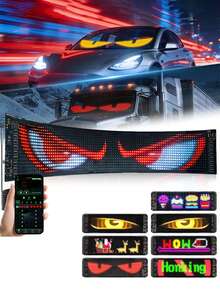 1 Set Flexible LED Windshield Display Screen For Car, Dynamic Flashing Demon Eye Effect, APP Control, USB Powered, Customizable Special Effects, No Battery Required - A - View 2
