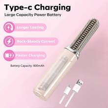 Mini Hair Straightener Clip, Suitable For Short Hair, Curly Hair, Bangs, High-Top Design, USB Type-C Charging, Portable Pocket Straightening Comb For Travel, Salon, Wedding, Home, Daily Use Small Ceramic Straightening Clip - Multicolor - View 9
