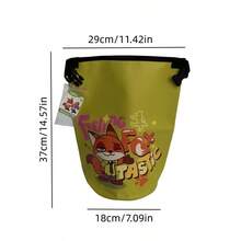 Mesuca Roll-Top Waterproof Swimming Storage Bucket Bag, Disney Cartoon Character Style, Neon Green Print, Lightweight Large Capacity, Sand-Proof, Adjustable Shoulder Strap, Suitable For Beach Camping Travel, 1pc - View 4