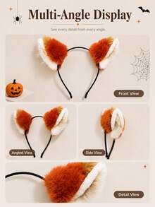 1pc Plush Halloween Fox Ears Cute Party Polyester Fiber (Polyester) Headband Animal Ears COS Headpiece Suitable For All Seasons - Multicolor - View 4