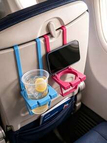 1pc 2-In-1 Multi-Function Holder With Phone Stand, Travel Phone Holder, Foldable & Rotatable Travel Beverage Can/Cup Holder, Universal Compact Plastic Accessory, Suitable For Airplane Tray Table, Train, Desk, Luggage, Home And Outdoor Use - Multicolor - View 3