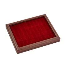 Wooden Ring Display Tray With Multi-Color Velvet Slots, Jewelry Organizer For Home Vanity, Countertop Display Prop - Multicolor - View 12