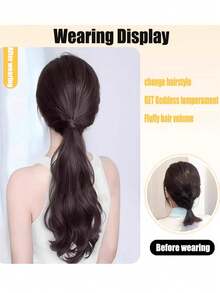 1pc Slouchy Big Wave Ponytail Hair Extension, Hair Tie Extension Piece, Natural Realistic Volume-Boosting Hair Accessory, This Ponytail Hair Extension Features A Natural Big Wave Curl Design, With Fluffy And Lively Hair Strands And Rich Texture Layers, Perfectly Recreating The Slouchy Atmosphere Of Original Curly Hair. The Drawstring Tie-On Wear Method Is Simple To Operate, Secure And Not Easily Detached, Quickly Adding Volume And Length To Short Or Fine Hair, Suitable For Commuting, Dating, Daily Outings And Other Scenarios, A Convenient Tool For Creating A Gentle And Elegant Look. - Multicolor - View 7