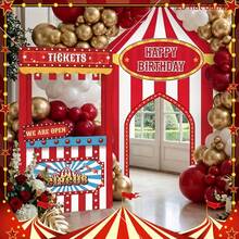 2D Flat Photo Booth Prop 1pc, Carnival Circus Theme, Party Decoration Carnival Photo Booth Prop, Hollow Movie Ticket And Striped Decorative Background, Suitable For Halloween Birthday Game Supplies - A - View 5