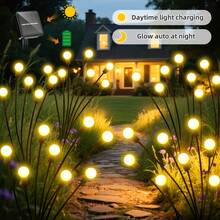Solar Firefly Lawn Lights,8 Adjustable Twinkling Fairy Light Modes,IP Waterproof Outdoor Decor Lamp,Perfect For Garden Yard Backyard Balcony, Cafe‑Style Rooftop Walkway,Xmas Festive Decoration For Backyard Evening Gathering,Vivid Soft Glowing Effect - Solar Firefly - View 3