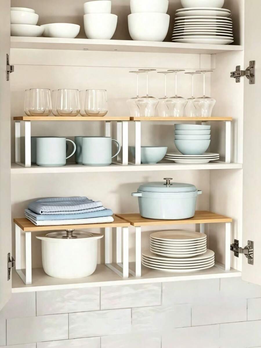 1pc Kitchen Spice Rack, Kitchen Organizer, Stackable Design Space-Saving, Freestanding Seasoning Bottle Storage Rack, Space-Saving Countertop & Drawer Storage Cabinet, Stackable Spice Rack For Countertop Cabinet Shelf, Kitchen Storage Essential, Party Supplies, Home Kitchen Decor, Christmas Decor, Halloween Decor, Back To School Decor, Suitable For Cabinet And Countertop, Can Store Tableware - Multicolor - View 1