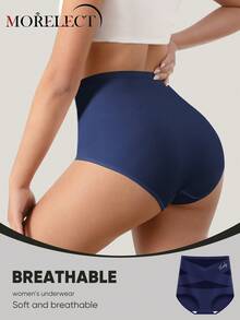 Morelect 4pcs/Pack Women's High Waist Panties, Triangle Shape, Shaping, Tummy Control, Cross Strap Design - Multicolor - View 3