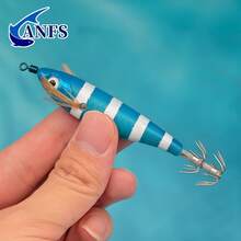 ANFS 7pcs Squid Fishing Lure Squid Jig, Artificial Fishing Bait For Octopus Cuttlefish, Shrimp Squid Hook, Saltwater Hard Bait - Multicolor - View 9