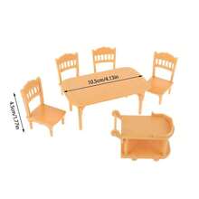 6pcs 1:12 Dollhouse Mini Model Scene Miniature Accessories Props Plastic Dining Cart Table Chairs Mini Micro Decor Home Decoration Fake Dining Table Dining Chairs Push Cart Set (White, Faux Wood Color) - 1 Table + 4 Chairs + 1 Trolley (6pcs) - View 13