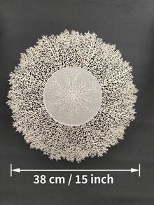 2pcs/4pcs/6pcs 15 Inch Round Gold Coral Hollow PVC Placemats, Heat-Resistant Table Mats For Wedding, Banquet, Valentine's Day, Mother's Day, Party, Restaurant, Hotel Dining Table Decor - Multicolor - View 3