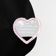 1pc English Heart Mirror Makeup Phone Stand Airbag Telescopic Phone Back Sticker Desktop Movie Watching Stand Portable - Multicolor - View 6