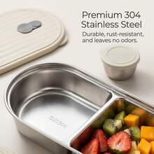 Kotak Makan Siang Portabel Stainless Steel 304, Wadah Penyimpanan Makanan Salad Buah Anti Bocor, Kotak Bento yang Dapat Ditumpuk, Aman untuk Mesin Pencuci Piring & Microwave, Cocok untuk Pelajar dan Dewasa di Rumah, Sekolah, Kantor, Berkemah di Luar Ruangan, Piknik, Perjalanan, Kembali ke Sekolah - MultiWarna - View 6
