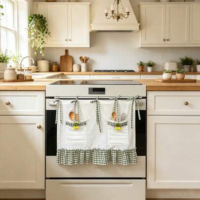 1PC Korean-Style Lace,Featuring Various Cute Short Curtain Designs, With Pockets For Storage,Small Curtians For Kitchen, Oven,Cabinet, And Window ;Home/Apartment Curtain Decoration.