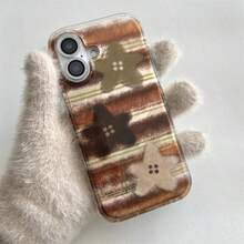 Autumn Foil Texture Brown Gradient Horizontal Stripes Star Pattern Silicone Full Coverage Shockproof Phone Case Compatible With Iphone 16 Pro Max, 14, 15 Pro, 12, 13, 11 - Multicolor - View 7