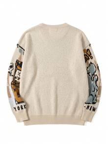 Sweater Pria ANDREILEE, Modis Kasual Serbaguna untuk di Rumah, Perjalanan, Liburan, Motif Dinosaurus, Mesin Permainan, Leher Bulat, Lengan Panjang, Longgar, Bergaris, Pullover, Pakaian Luar Musim Gugur/Dingin - Aprikot - View 7