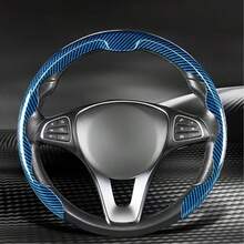 1 bọc vô lăng chống trượt vân sợi carbon giả, phong cách tối giản, bóng cao, phản quang cao, có vạch căn giữa, lắp dễ dàng, không vòng trong, cho ô tô/xe bán tải/SUV/MPV/xe van, vô lăng chữ D/hình O/tròn - Họa tiết giả sợi carbon - Xem 9