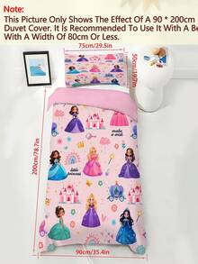 2/3-teiliges Bettwäsche-Set Kleine Prinzessin, rosa Märchen-Bettwäsche, Schloss-Regenbogen-Kutsche-Blumenkrone-Zauberstab-Muster Bettbezug & Kissenbezüge für Mädchenzimmer (Twin/Full/Queen/King Größe) - Verschiedenfarbig - Übersicht 12