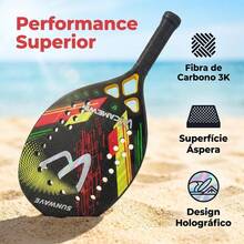 CAMEWIN 3K Full Carbon Fiber Beach Tennis Racket, Rough Surface Beach Paddle Racket For Adult Professional Training Competition, With Protective Carry Bag - Multicolor - View 1