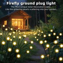 Solar Firefly Lawn Lights,8 Adjustable Twinkling Fairy Light Modes,IP Waterproof Outdoor Decor Lamp,Perfect For Garden Yard Backyard Balcony, Cafe‑Style Rooftop Walkway,Xmas Festive Decoration For Backyard Evening Gathering,Vivid Soft Glowing Effect - Solar Firefly - View 5