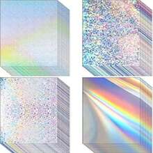 24 Sheets Metal Laser Handmade Cardstock Set, A4 Multicolor Shiny Glitter Thick Paper, Starlight Shimmer Texture, Gift Box Packaging / Party Decoration / Scrapbook DIY / Greeting Card Making Specialized Craft Paper - 24-pack Assorted Holographic Cardstock - View 8