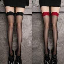 1/2/3 Pairs Women's Ultra-Thin Transparent Over-The-Knee Stockings, Disposable, Top Patchwork Design, Fashionable Women's Hosiery - Multicolor - View 9