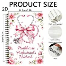 1 Buah Buku Catatan Spiral A5 Motif Bunga Perawat Warna Pink, Cocok Untuk Penggunaan di Rumah Sakit dan Kantor, Dapat Digunakan Sebagai Buku Catatan, Buku Sketsa, Hadiah Natal - A5 - View 2