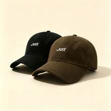 1pc Just Letter Embroidered Baseball Cap Solid Color Adjustable Soft Brim Casual Sun Hat Unisex Dad Hat - Multicolor - View 5