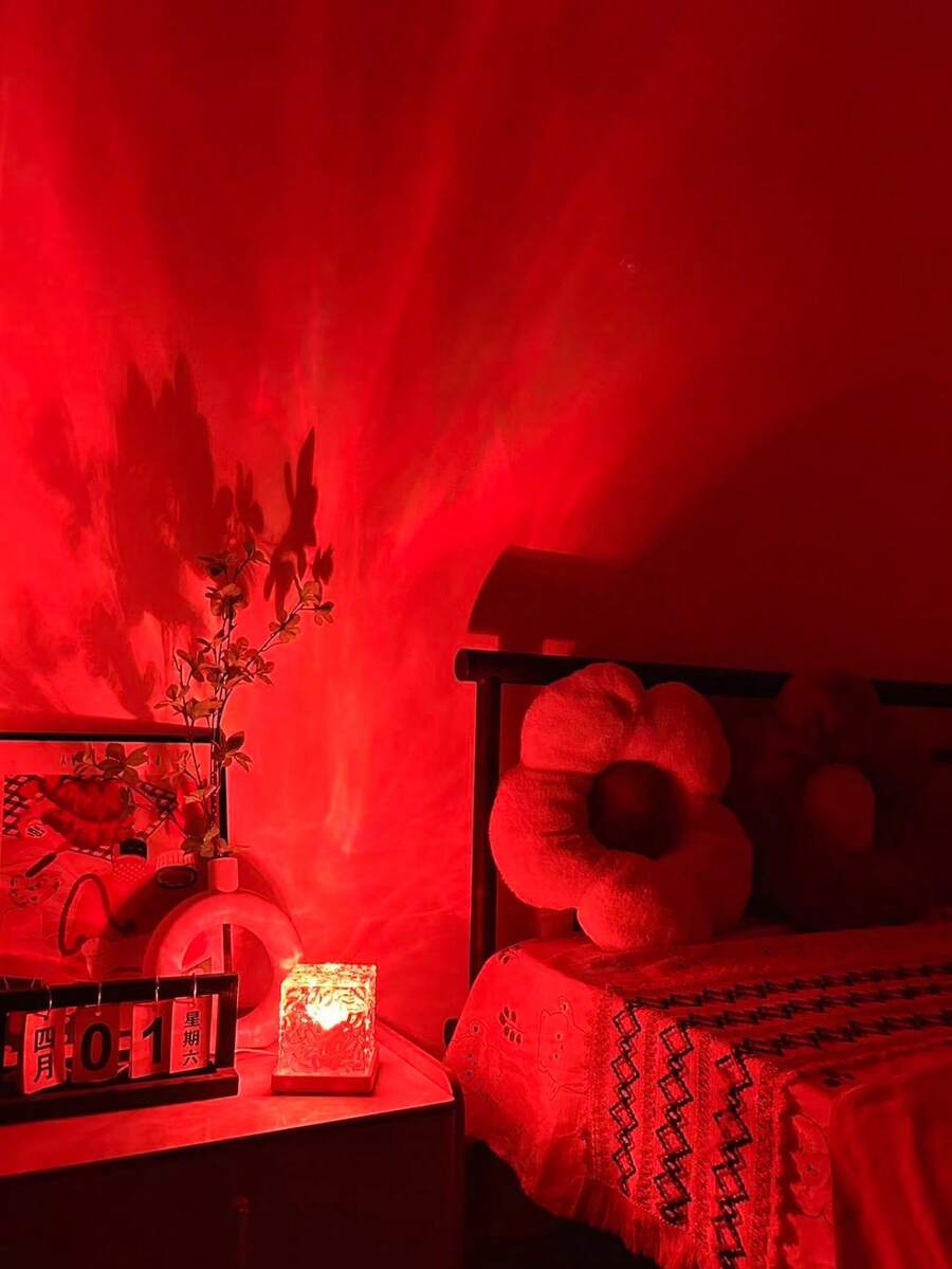 1pc Water Ripple Aurora Projection Lamp, Touch & Remote Control, 16 Light Colors, Create Romantic And Comfortable Atmosphere, Suitable For Bedroom, Living Room, Office And Party Decoration, Bedroom Decor - Multicolor - View 1