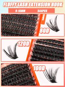496/544/640/400 قطعة رموش فردية متجمعة، أنماط هجينة 30D-150D. مجموعة رموش DIY كثيفة وناعمة قابلة لإعادة الاستخدام. تخلق مظهرًا طبيعيًا وساحرًا. مثالية للاستخدام المنزلي، سهلة التطبيق للمبتدئين والمحترفين على حد سواء. - D - مشاهدة 9