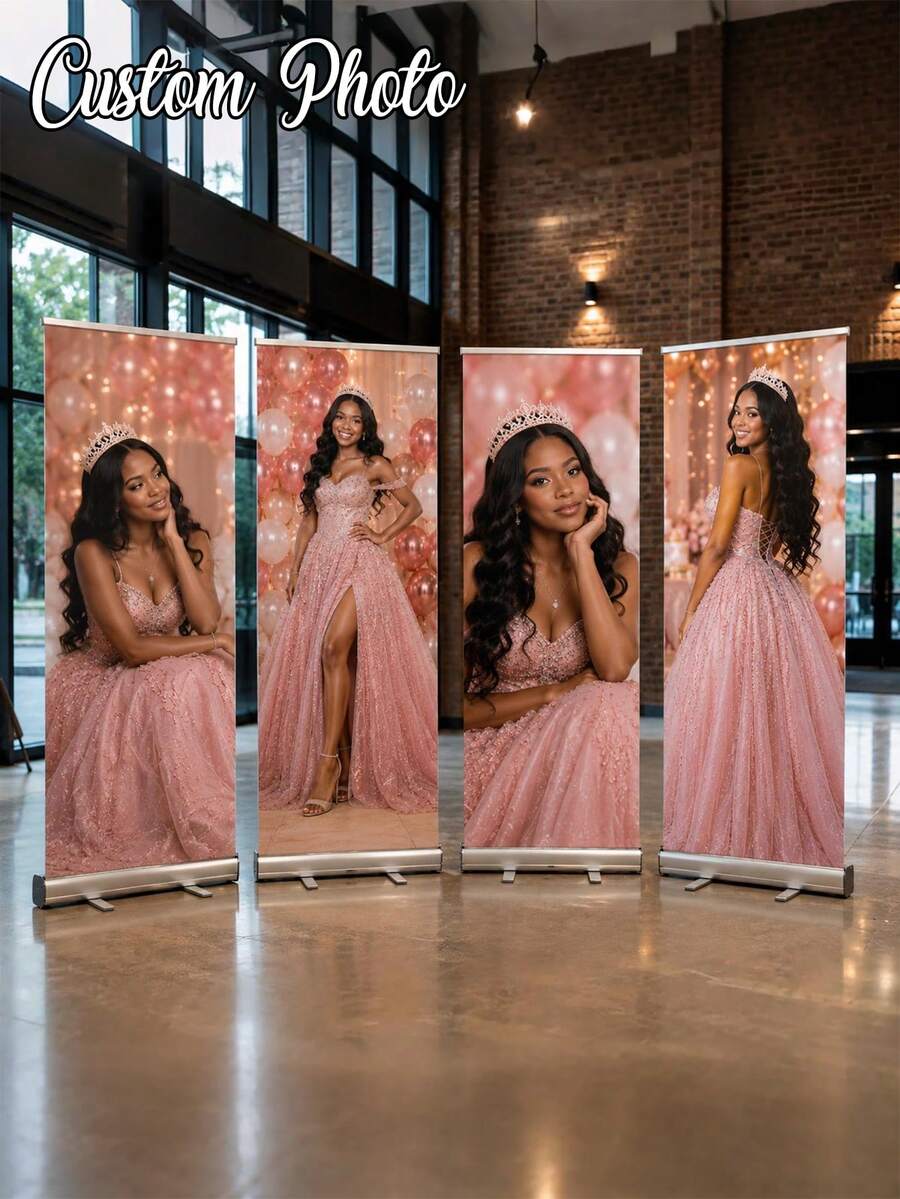 1pc - Personalized Banner, Customized Photo Polyester Banner. Personalized Wedding Photo Text Poster, Customized Frameless Canvas Graduation Poster, Wedding Welcome Poster, Customized Birthday Party Poster, Wedding Welcome Sign Template, Graduation Welcome Poster, Wedding Supplies, Wedding Decor, Art Customized Canvas Print Poster Personalized, Unique Ideal Birthday Gift, Birthday Photography Backdrop, Best Gift For Family And Friends At Birthday Party - Multicolor - View 1