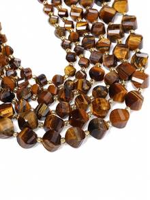 1 Strand Natural Yellow Tiger Eye Stone Beads 6/8/10mm Faceted Twist Shape Beads Loose Spacer Beads For Jewelry Making Diy Accessories - Multicolor - View 5